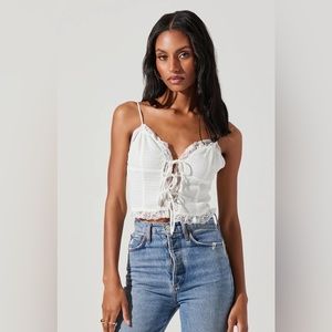 ASTR the label lace trim tie top